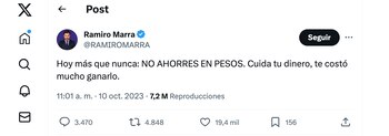 Mensaje de Ramiro Marra, a