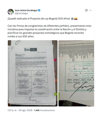 José Jaime Uscátegui confirmó radicación del proyecto pensado en los 500 años de Bogotá