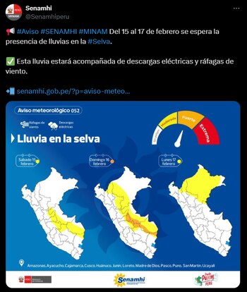 La entidad emitió alerta naranja