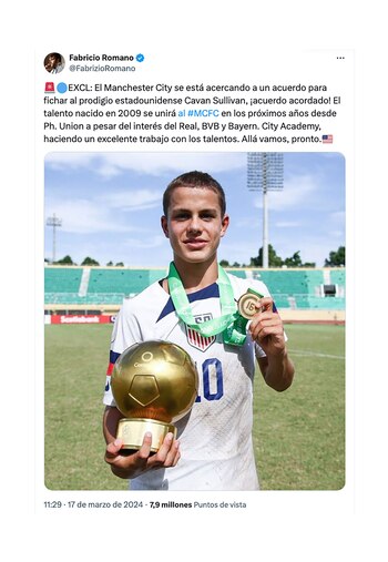 Manchester City compró a una joya de 14 años