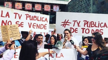 Una protesta de trabajadores de TVN, hace ya varios años atrás.