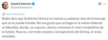 El periodista consideró inapropiado tomar la justa para hacer un homenaje debido a la importancia del torneo.