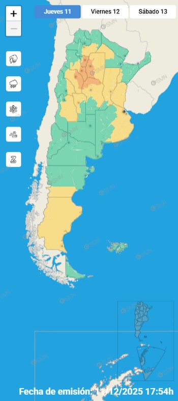 El Servicio Meteorológico Nacional emitió