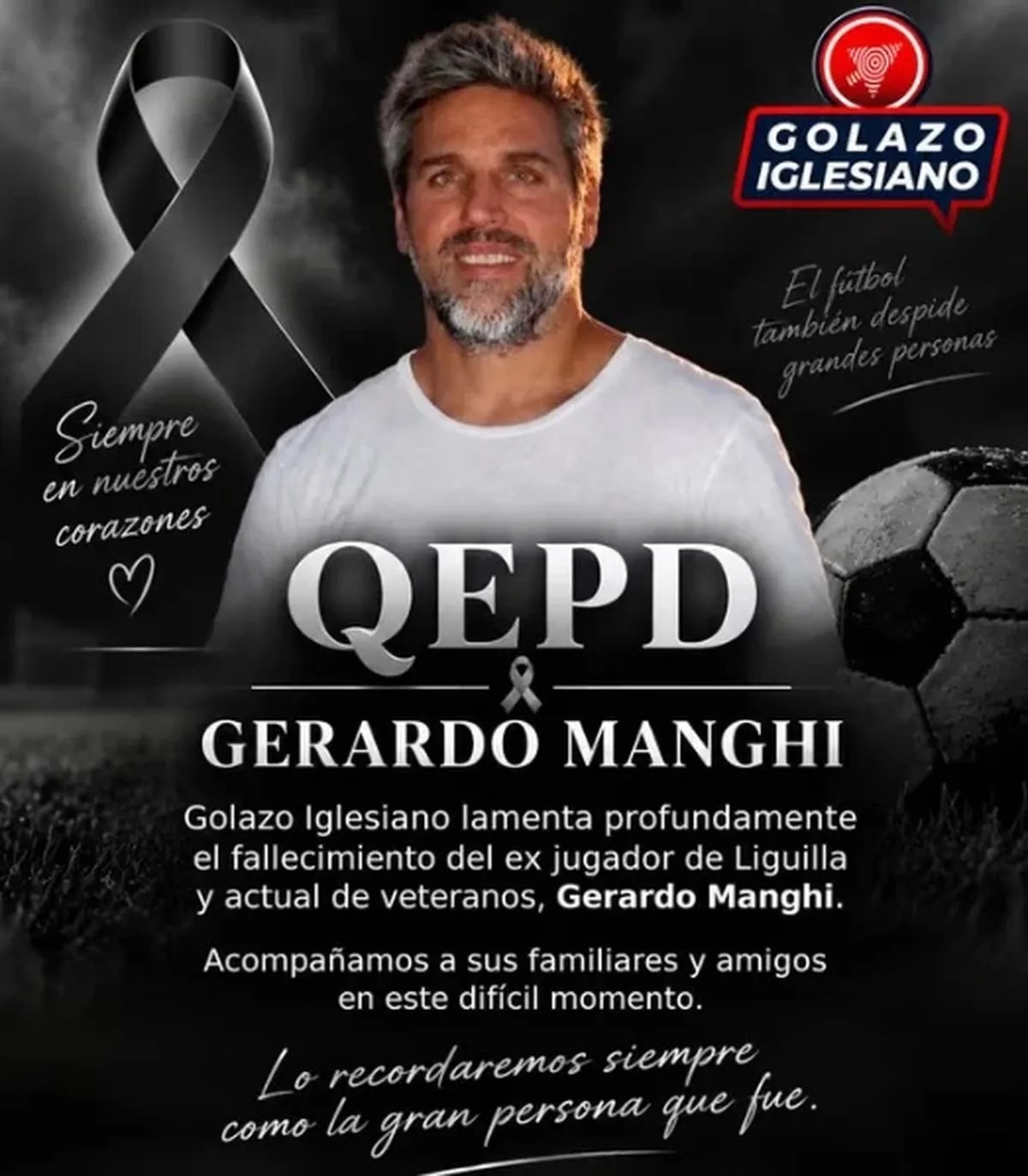 El comunicado que expresa las condolencias por el fallecimiento de Gerardo Manghi