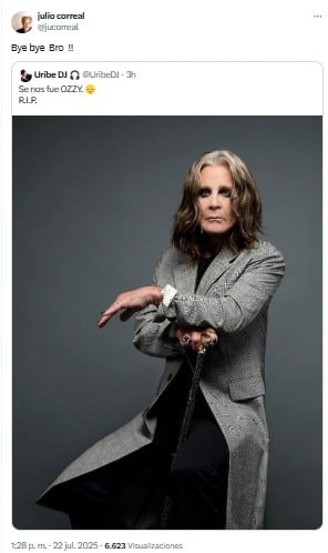 Distintas figuras del entretenimiento y hasta del Gobierno recordaron a Ozzy Osbourne a través de las redes sociales - crédito redes sociales