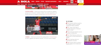 El diario portugués reseñó el rendimiento del atacante colombiano-crédito A Bola