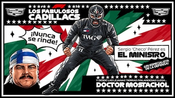 ¡Checo Pérez ya tiene máscara y apodo! La Fórmula 1 convierte a sus pilotos en luchadores para el GP de México 2026