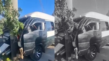 Siete heridos por minivan que se estrelló con poste.