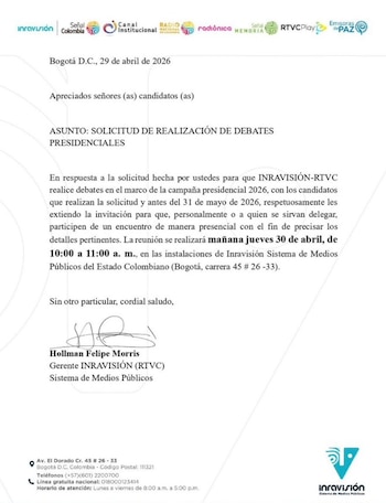 Invitación a candidatos presidenciales a los debates