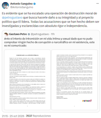 Antonio Sanguino habló de una ofensiva contra el proyecto petrista - crédito @AntonioSanguino/X