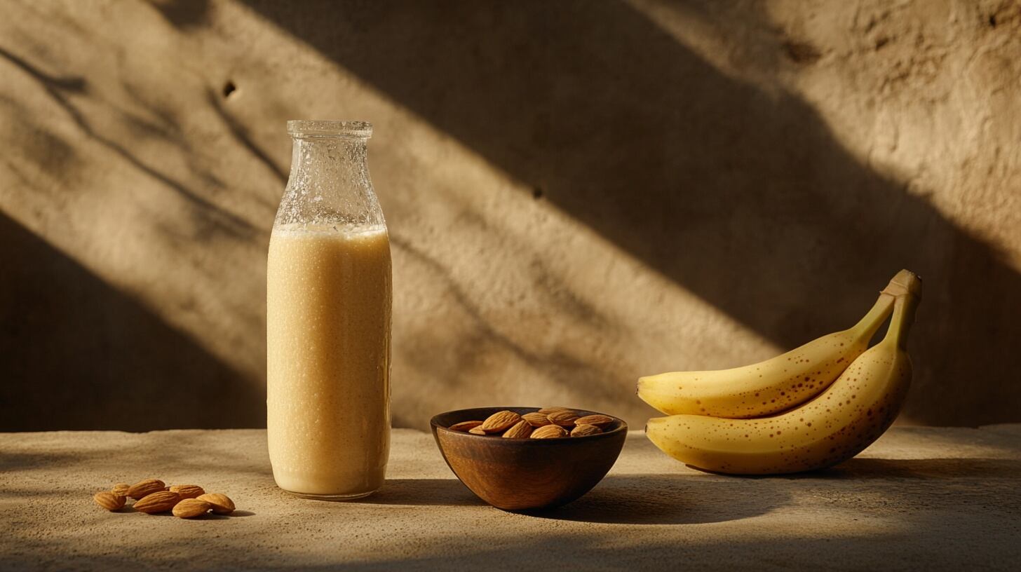 Licuado de plátano con almendra, una bebida cremosa y energética que combina dulzura natural con nutrientes esenciales para el día a día. - (Imagen Ilustrativa Infobae)