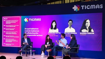 De qué hablamos cuando hablamos de alfabetización: Carolina Gattei, Víctor Volman y Marina Ferroni en el auditorio de Ticmas