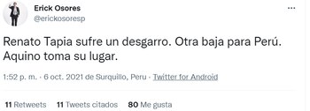 Erick Osores en twitter.
