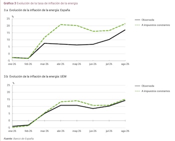 Evolución de la tasa de inflación de la energía. (Banco de España)