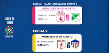 Los cambios en la programación informados por la División Mayor del Fútbol Profesional Colombiano, en relación a los partidos de América de Cali - crédito Dimayor