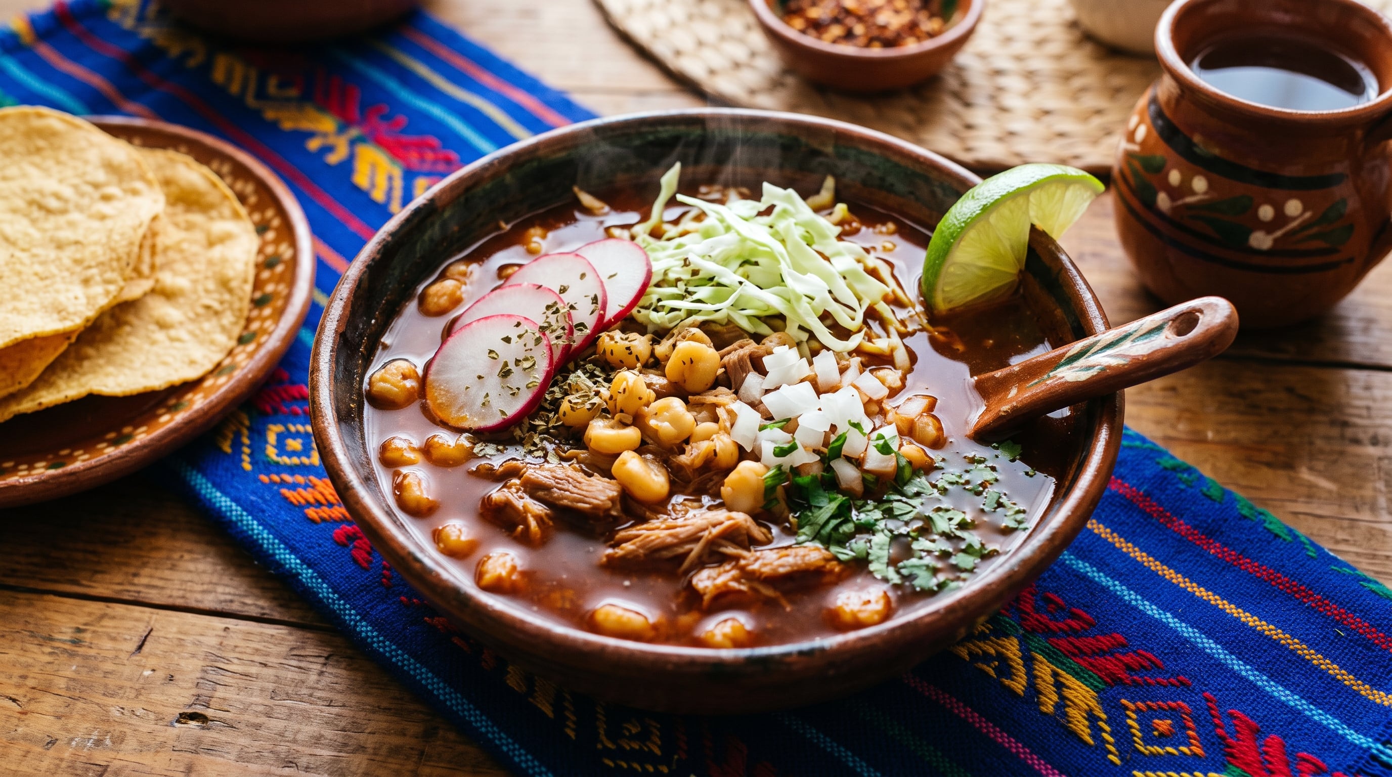 El pozole rojo se cuece con 2 hojas de laurel, media cebolla y media cabeza de ajo desde el inicio, junto con la cabeza de cerdo o la proteína que se decida agregar. (Imagen Ilustrativa Infobae)