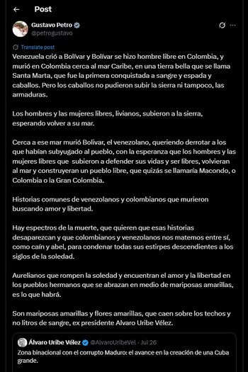 Gustavo Petro defendió la zona