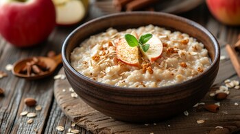 Plato hondo con avena y tajadas de manzana - (Imagen Ilustrativa Infobae