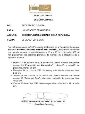 La citación se produce tras una semana de cese de actividades en el Congreso, que retomará sus labores legislativas el martes 13 de octubre - crédito @IvanCepedaCast/X