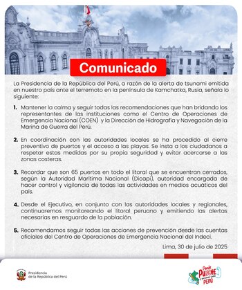 Comunicado de la Presidencia de