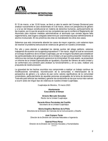 UAM comunicó la expulsión del