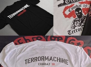Camisetas con simbología relacionada a grupos terroristas neonazis, hechas por un minorista en Colombia , mismo que refiere a Javier Ruiz como su contacto principal. Además de ser compartidas por el canal de Telegram de Active Club Bogotá - Active Club Bogotá / Telegram