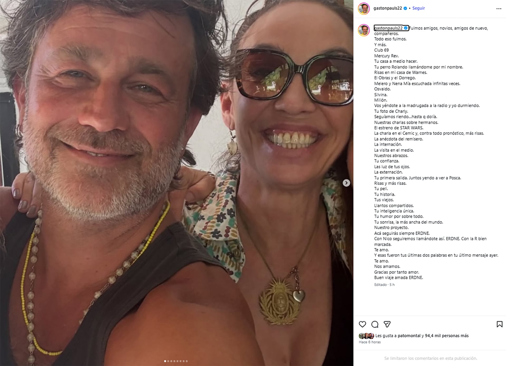 La sentida despedida de Gastón Pauls a Ernestina Pais