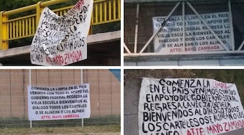 Narcomantas firmadas por El Mayo