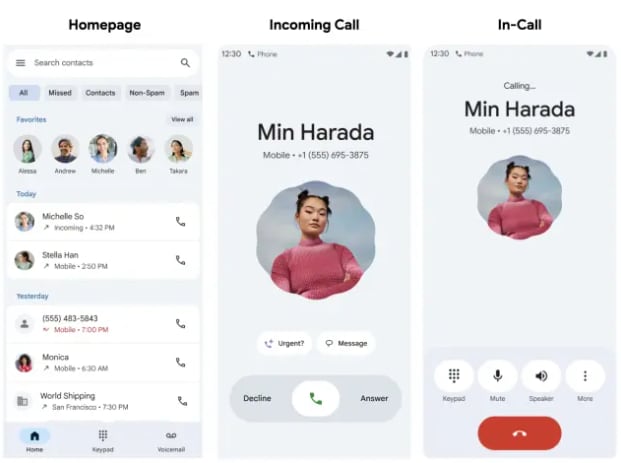 Android 16 cambiará el diseño visual de la app Teléfono. (Foto: Google)