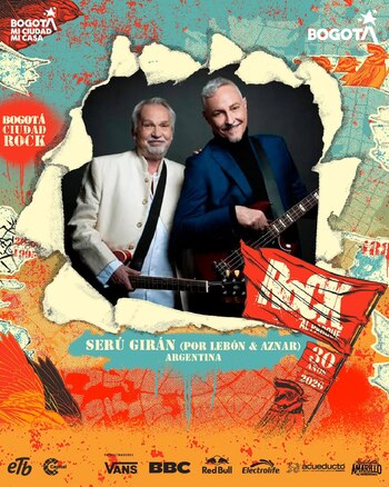 Serú Girán por Lebón y Aznar, interpretan el repertorio del grupo que definió al rock argentino de los años 70, en una de las presentaciones con mayor carga histórica del festival - crédito @rockalparque/Instagram
