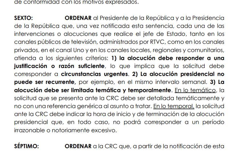 El fallo de la sentencia le ordena Petro que limite sus alocuciones presidenciales - crédito Consejo de Estado