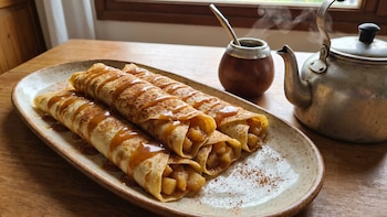 Receta de panqueques de manzana y canela con caramelo, rápida y fácil