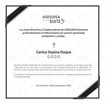 Esquela por la muerte de