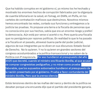 Con este extenso mensaje, el