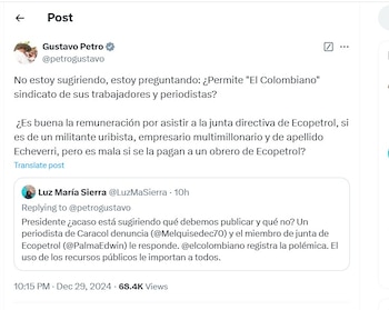 Gustavo Petro contestó a la directora de El Colombiano - crédito @petrogustavo