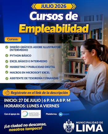 Las sesiones se impartirán en vivo a través de Zoom, con la participación de docentes especialistas, asistentes de apoyo y recursos virtuales complementarios - Créditos: Municipalidad de Lima.