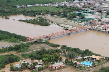 Vista aérea de la devastación en Tumbes por el desborde del río