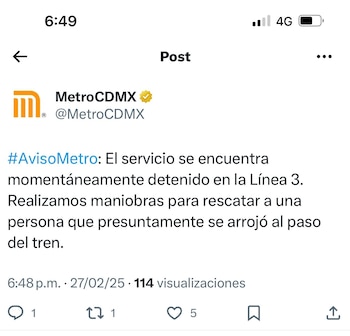 El servicio fue suspendido de