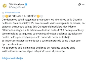 El Colegio de Periodistas de Honduras condenó públicamente lo ocurrido y pidió explicaciones a las autoridades. (FOTO: CPH)