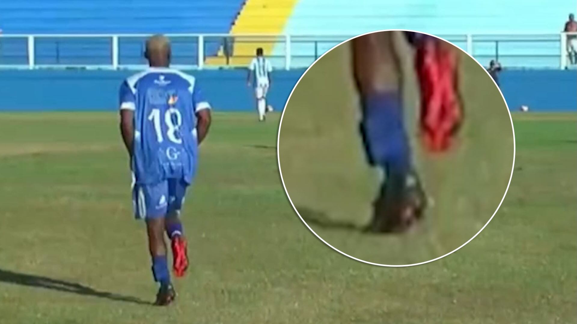 Un futbolista de Brasil ingresó al campo de juego con una tobillera electrónica (Captura video)