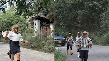 Con sombrero, botas y ruana: