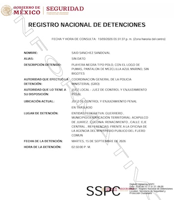 La captura fue realizada a las 2:50 de la tarde por elemento de la Fiscalía General del Estado de Guerrero. Crédito: RND