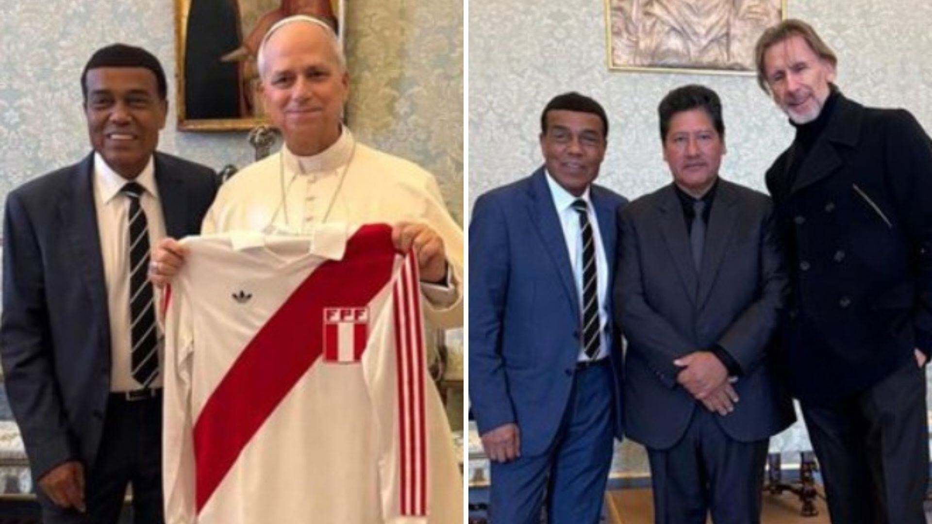 Teófilo Cubillas le hizo entrega de camiseta retro de Perú al papá León XIV. - Crédito: Teófilo Cubillas