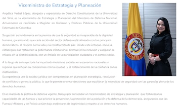 El Ministerio de Defensa destaca que la gestión de Angélica Verbel se basa en una visión de seguridad alineada con los principios democráticos, el respeto por la vida y los derechos humanos. - crédito Ministerio de Defensa