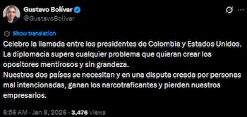 Gustavo Bolívar celebró la llamada