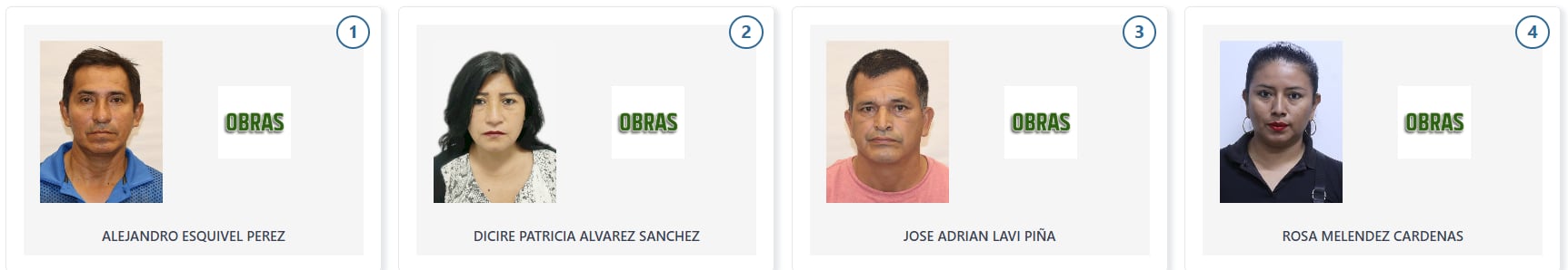 Los cuatro candidatos del Partdio Obras a la Cámara de Diputados por la región Loreto para las Elecciones Generales de 2026. (Voto Informado - JNE)