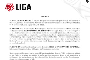 La Comisión de Disciplina declaró infundada la apelación de Universitario de Deportes.