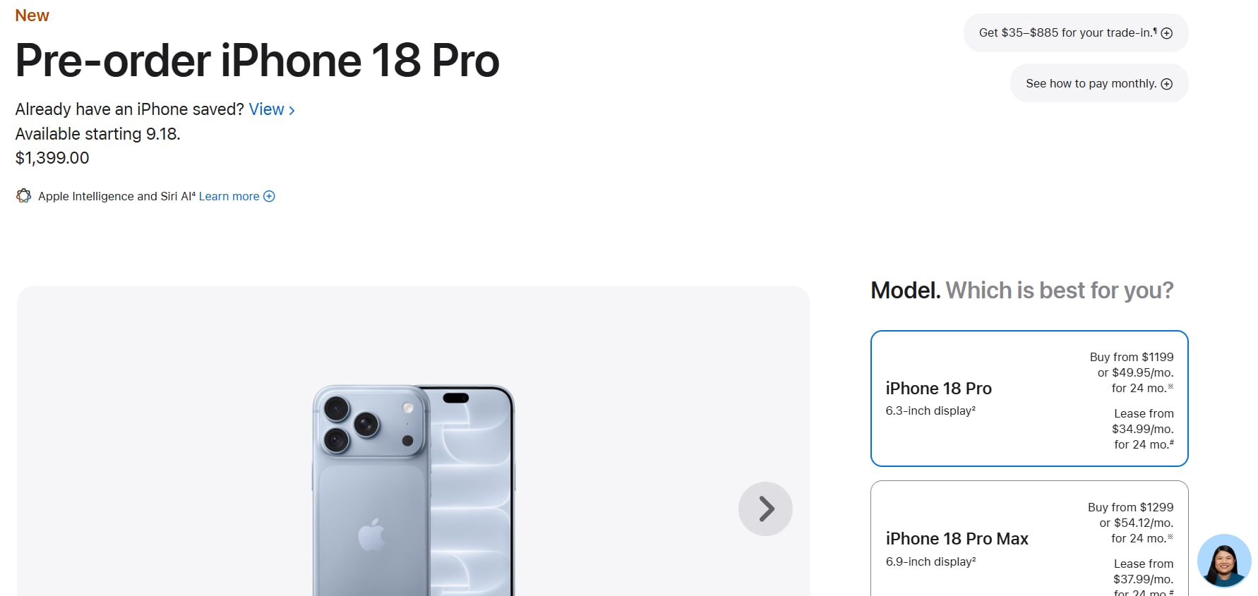Así luce la página de Apple para comprar un iPhone.
(Captura Apple)