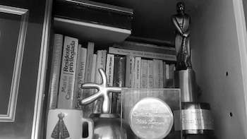 El estante de su biblioteca,