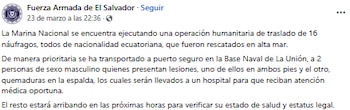 Autoridades salvadoreñas informaron del rescate. (Cortesía: Fuerza Armada de El Salvador)